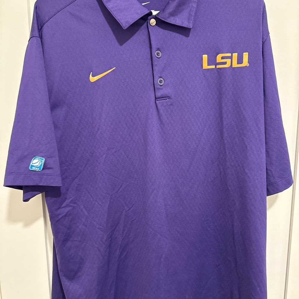 Nike L Men's Purple LSU Dri-Fit Polo